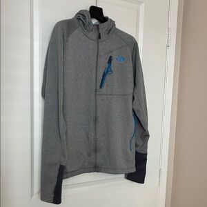 The North Face GrayZip Up  Hoodie sweatshirt  with Blue Details size L